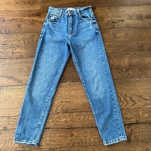 Zara High Waisted Straight Ankle Mom Jean
